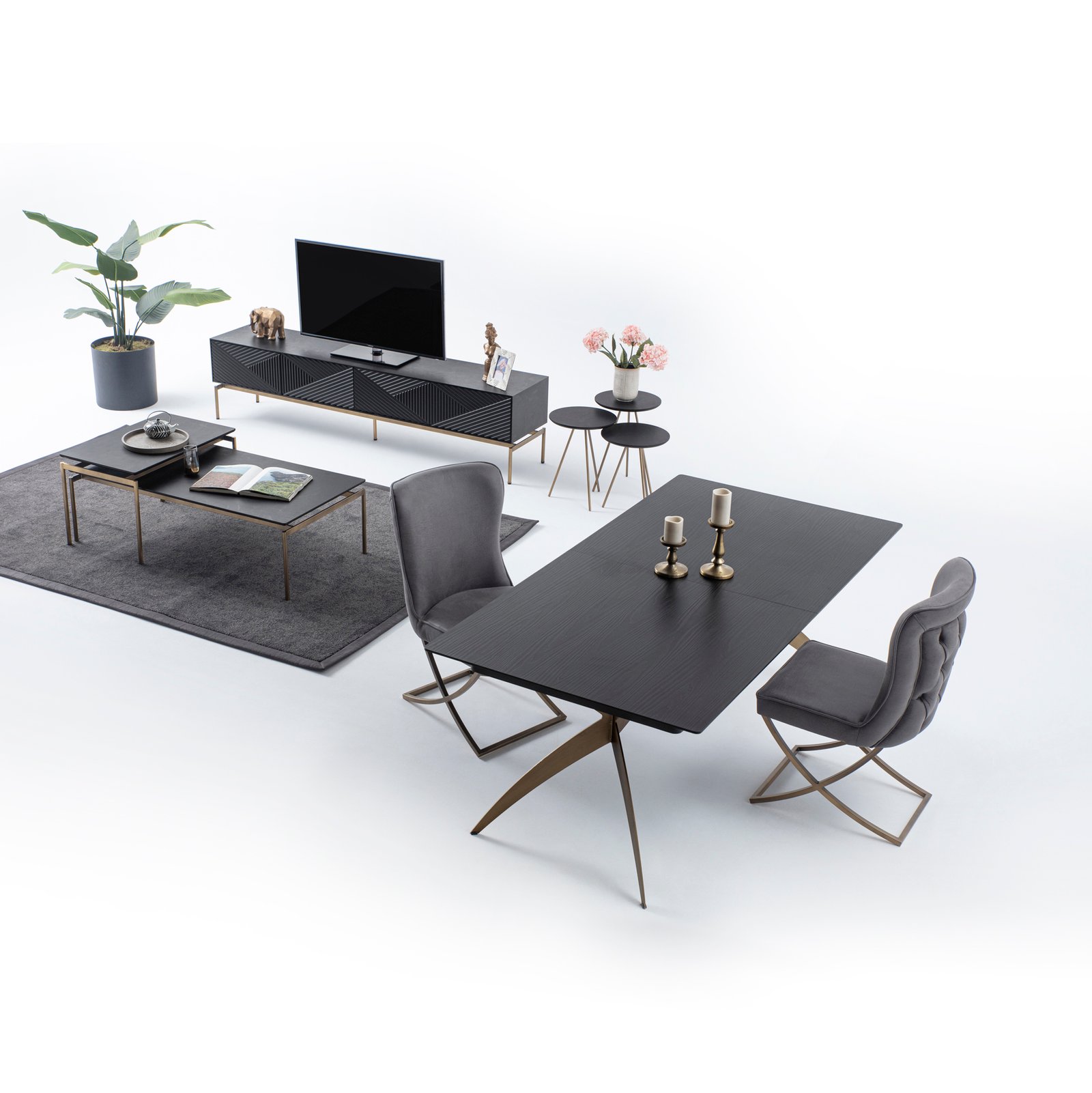 DUBAI Išskleidžiamas valgomojo stalas 206x103x77 (+45*2) - Image 6