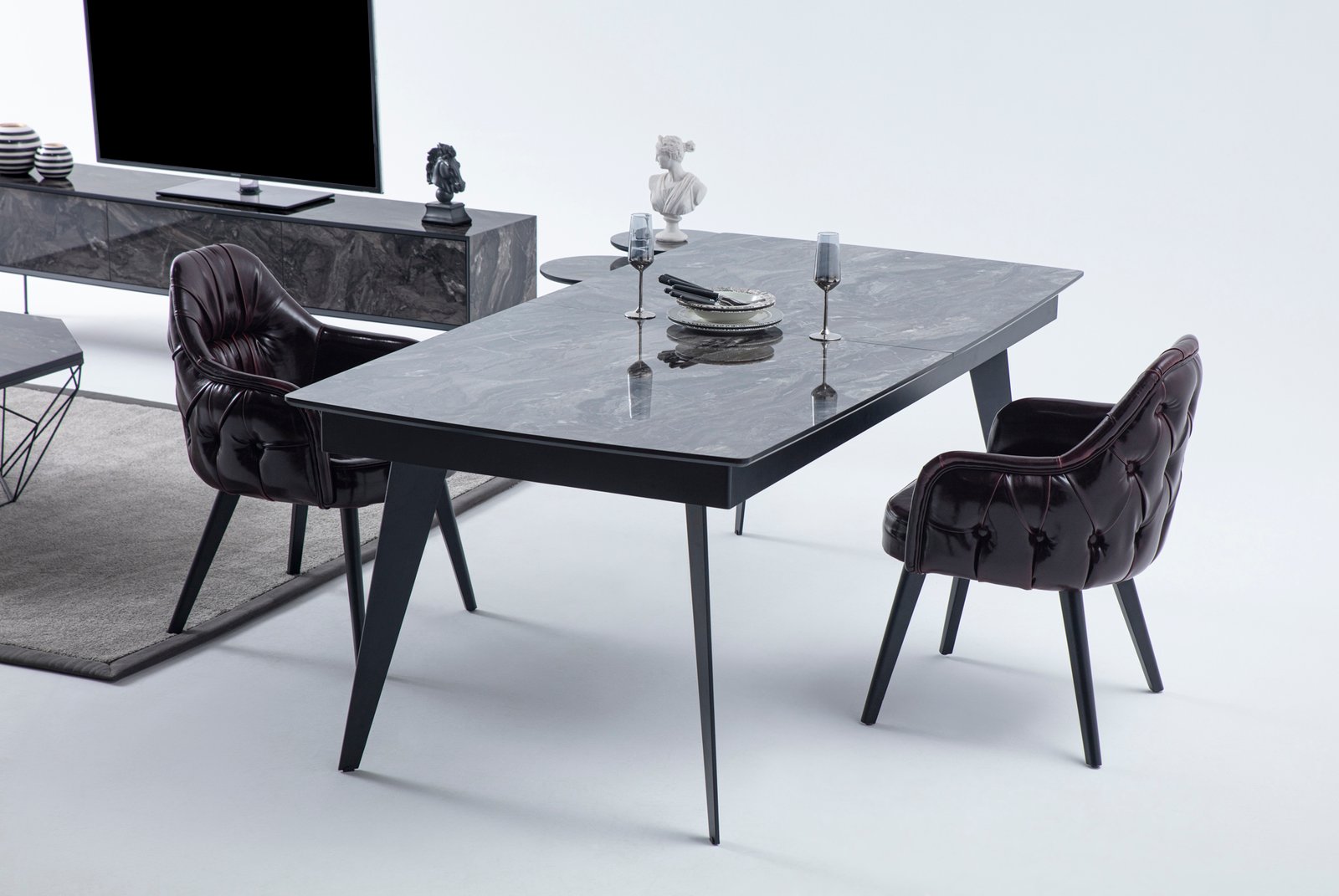 KIEV Išskleidžiamas Valgomojo stalas 206x102x77 (+45*2) - Image 8