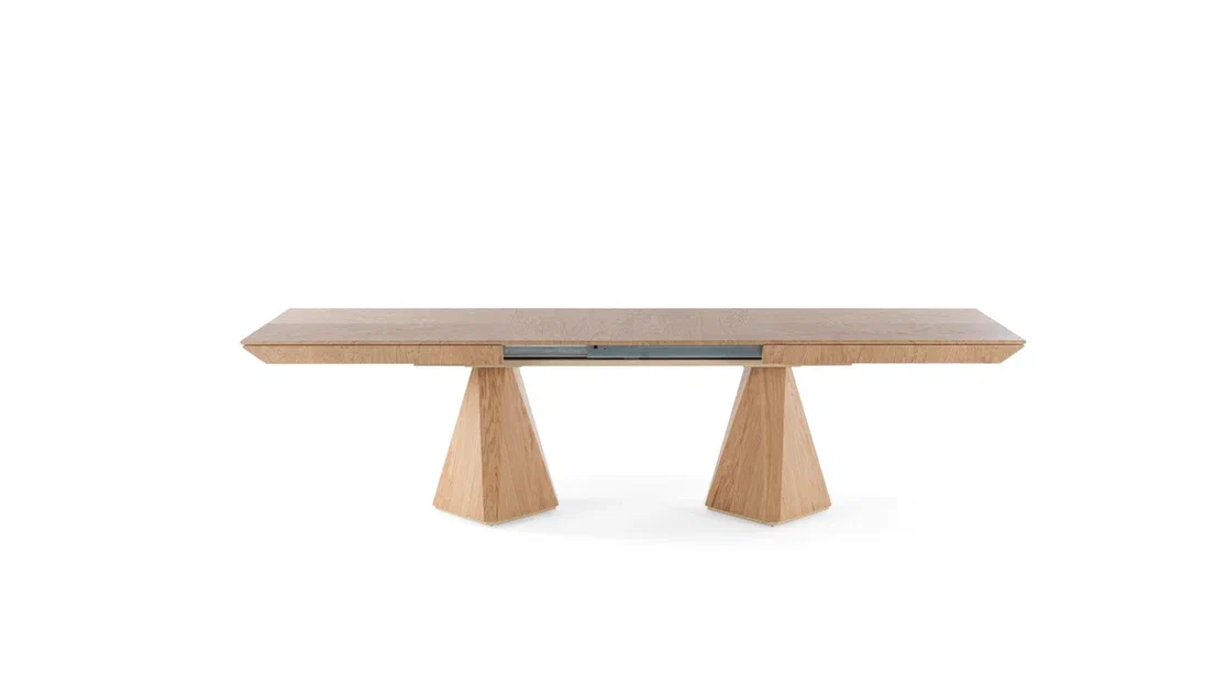 DIAMOND Oak Veneer Fishbone Išskleidžiamas Valgomojo Stalas 200x103 (+50*4)