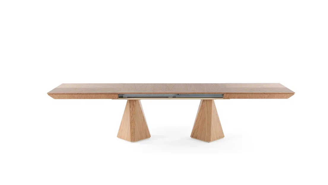 DIAMOND Oak Veneer Fishbone Išskleidžiamas Valgomojo Stalas 200x103 (+50*4)