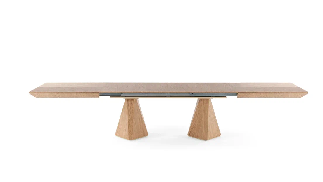 DIAMOND Oak Veneer Fishbone Išskleidžiamas Valgomojo Stalas 200x103 (+50*4)