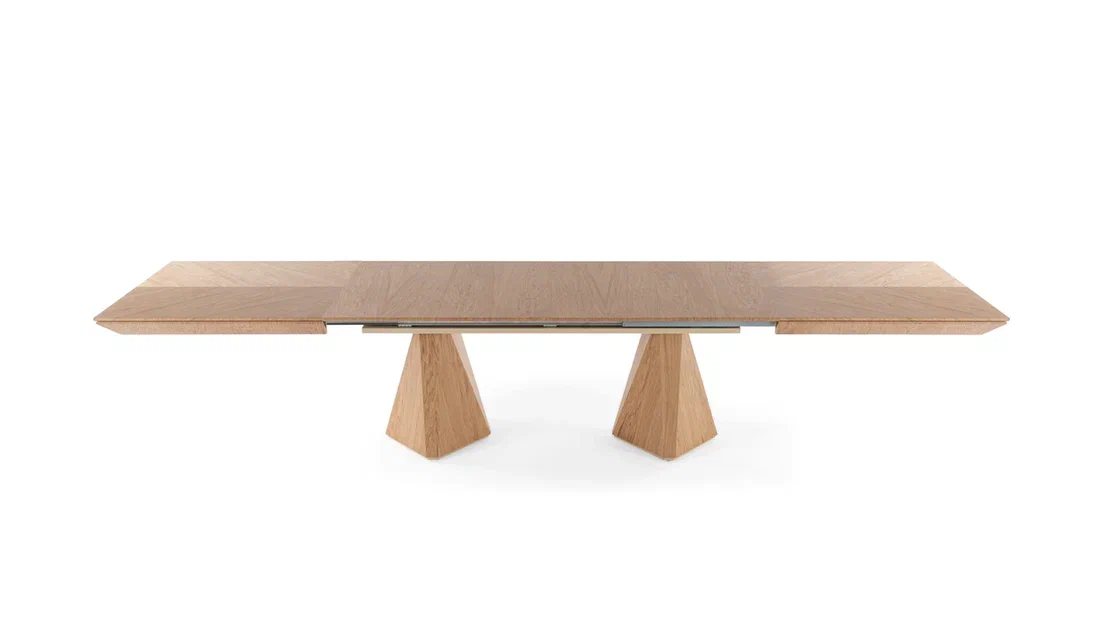 DIAMOND Oak Veneer Fishbone Išskleidžiamas Valgomojo Stalas 200x103 (+50*4)