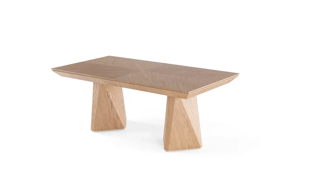 DIAMOND Oak Veneer Fishbone Išskleidžiamas Valgomojo Stalas 200x103 (+50*4)