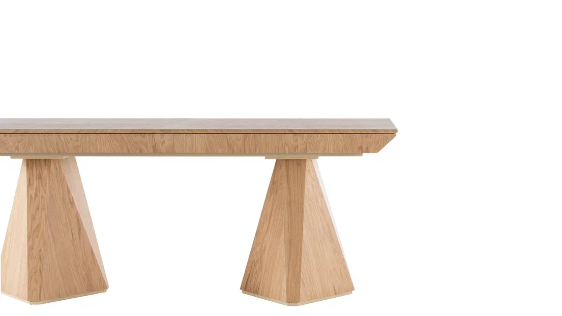 DIAMOND Oak Veneer Fishbone Išskleidžiamas Valgomojo Stalas 200x103 (+50*4)