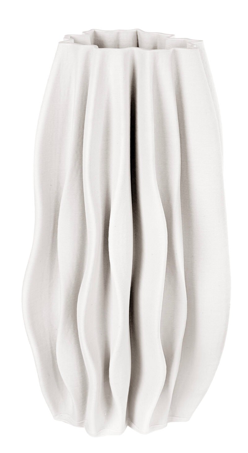 Printed ceramic folded vase cream h30cm