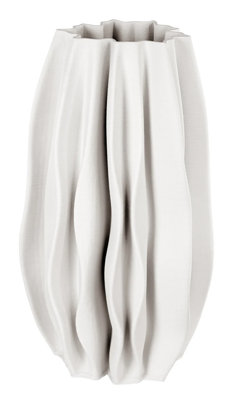 Printed ceramic folded vase cream h36cm