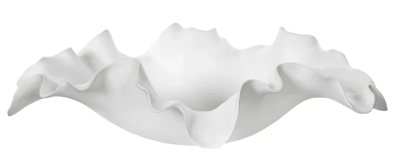 Ceramic floral oval bowl white d25x35;h9cm
