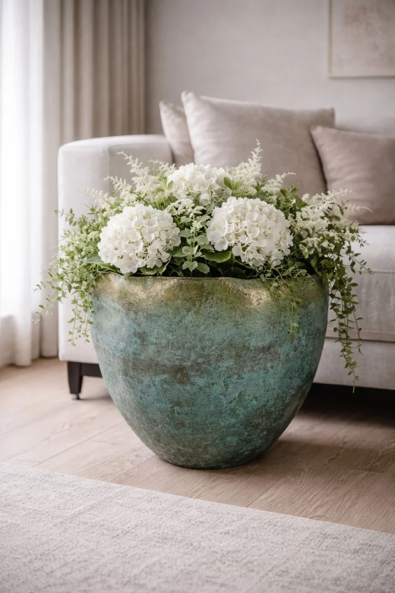 aluminium organic pot brass patina