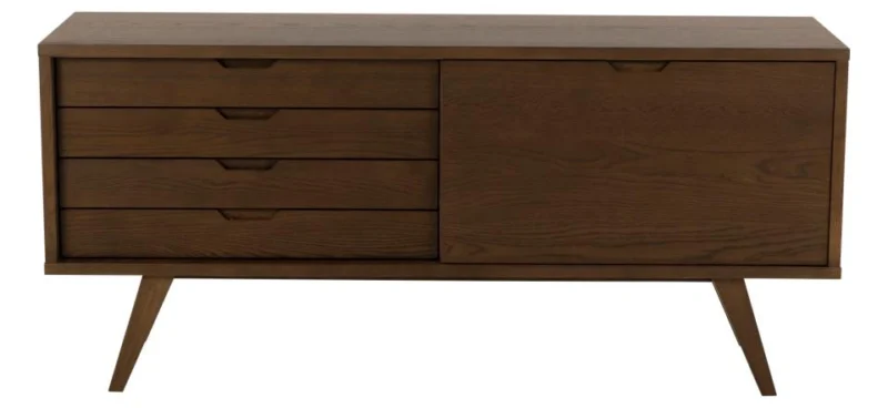 A-Line sideboard, top, frame, door, 4 drawers and shelf smoked PU lacquered oak veneer, base smoked NC lacquered oak veneer with metal runners, 160x45x72 cm